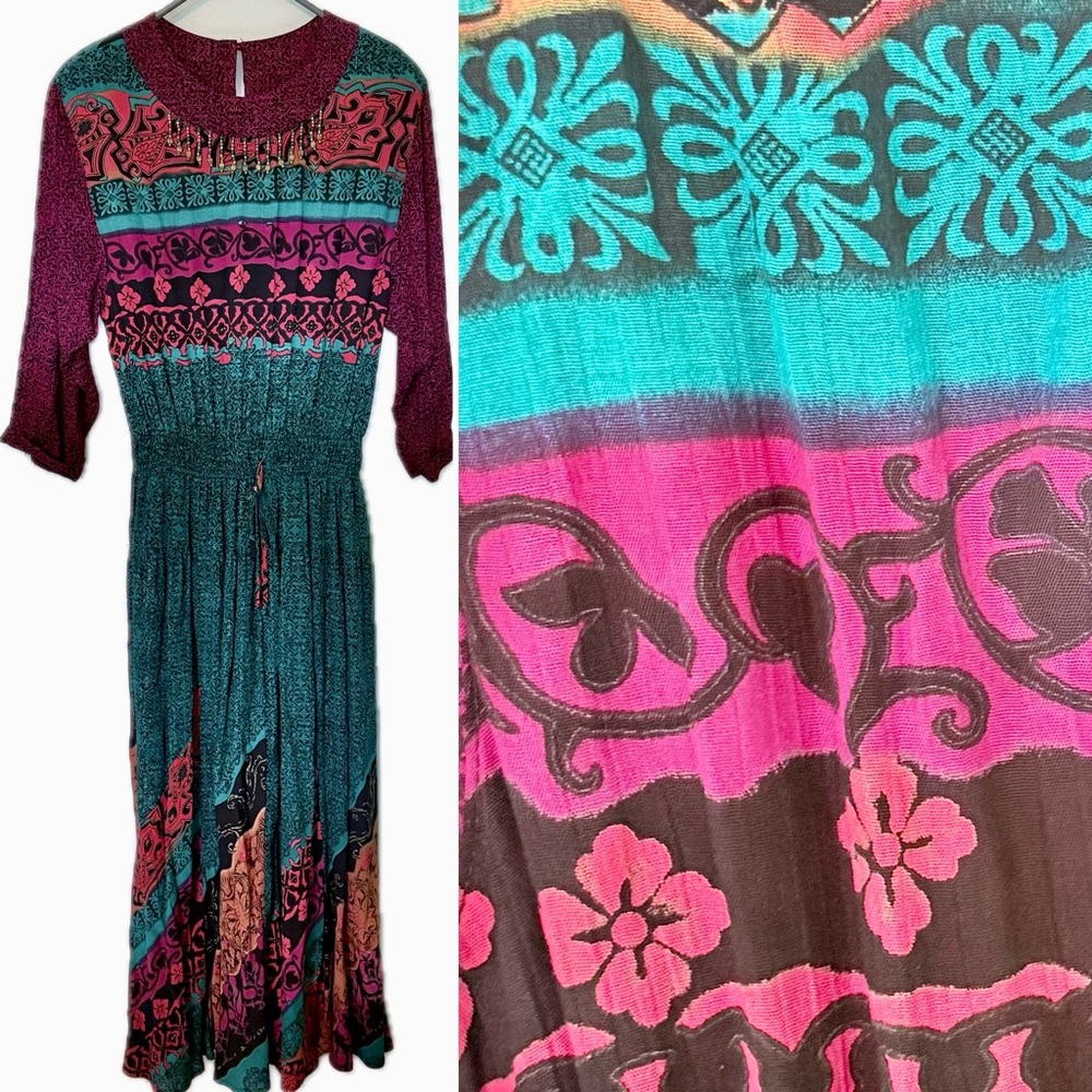 Vintage 1990s Carole Little Boho Maxi Dress